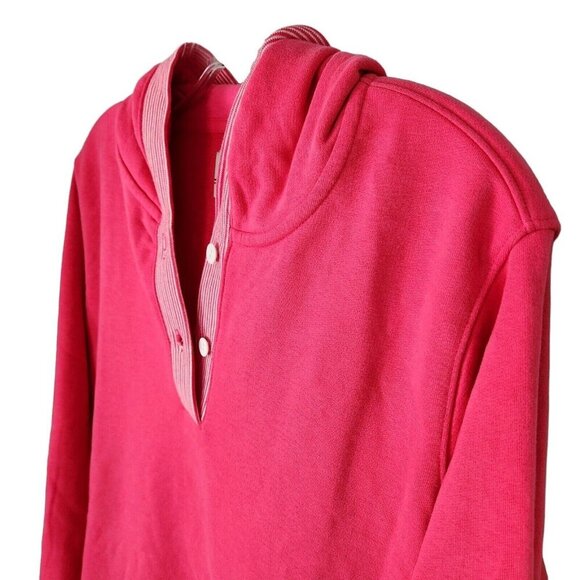 Lands' End 1X Pink Hoodie Serious Sweats V-Neck Pullover - Picture 4 of 12